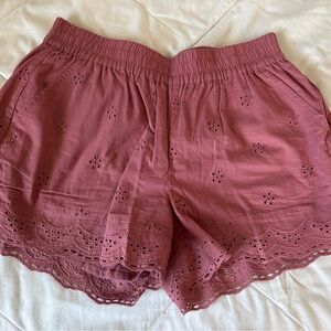 Maurices High Waist Eyelet Lace Shorts - Mauve